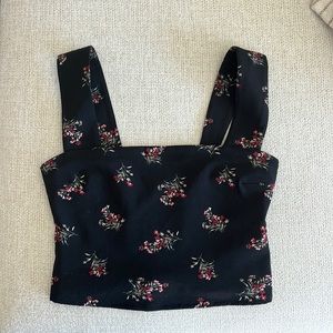 Abercrombie & Fitch Black Floral Crop Top